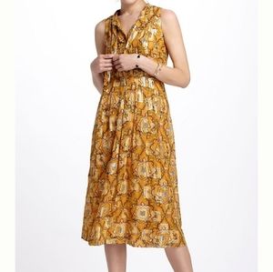 Anthro Gold Spun Paisley Dress